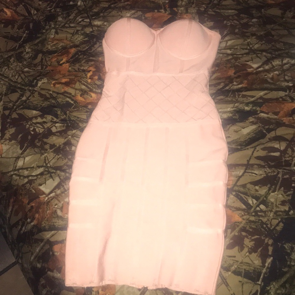 HOUSE OF CB Pink strapless mini bandage dress
